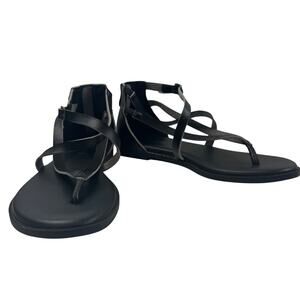 Torrid Black Vegan Leather Strappy Zip Back Gladiator Sandals Women's Size 7 W